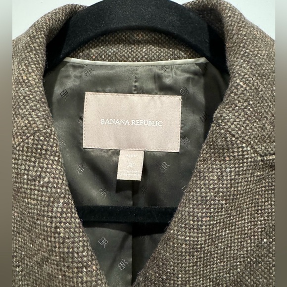 Banana Republic Tweed Military Style Brown/Olive Blazer size 2P old money D - Picture 5 of 11